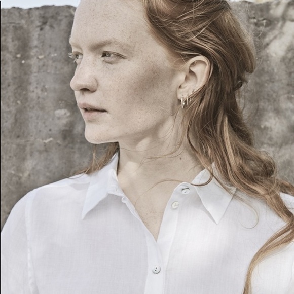 Nygårds Anna crisp white linen half button tunic shirt S - Picture 2 of 10